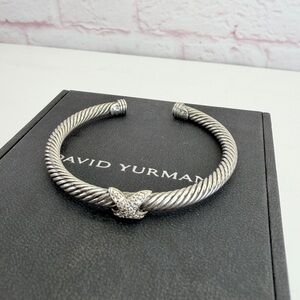 David Yurman Silver 750 18k Gold X Cable Cuff Bracelet